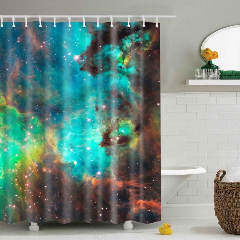 Waterproof FabricBathroom Shower Curtain Panel Sheer Decor With 12 Hook